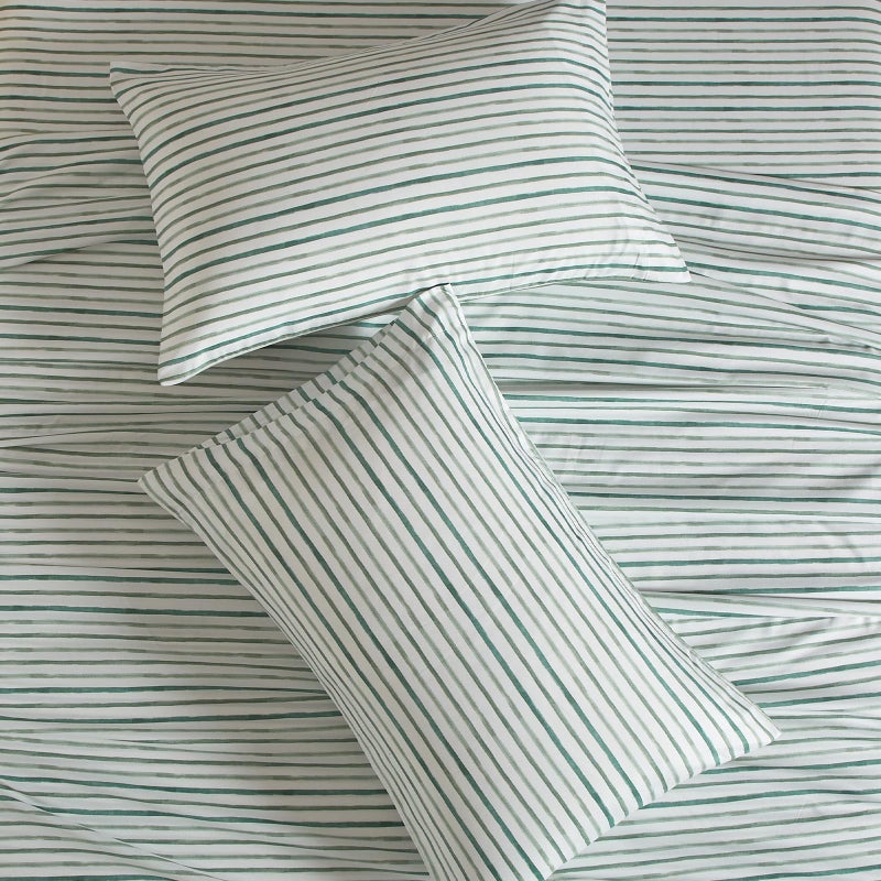 HYPREST Green Striped Sheets, Deep Pocket Queen Sheets up to 18 Inch, Soft Shabby Chic Bed Sheets Patterned - Image 5