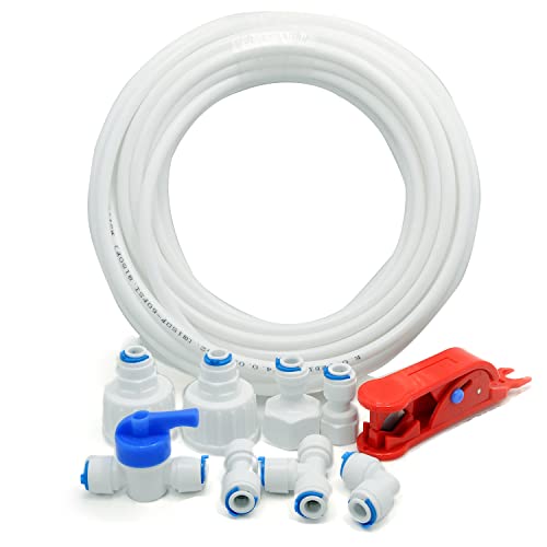 iRuiZhe 1/4"OD Straight Quick to 3/4"/ 1/2"/ 1/4" Female Connect Push in to Connect Water Tube Fitting 9pcs+1/4 inch RO Water White Tubing, 20M(64FT) - Image 1