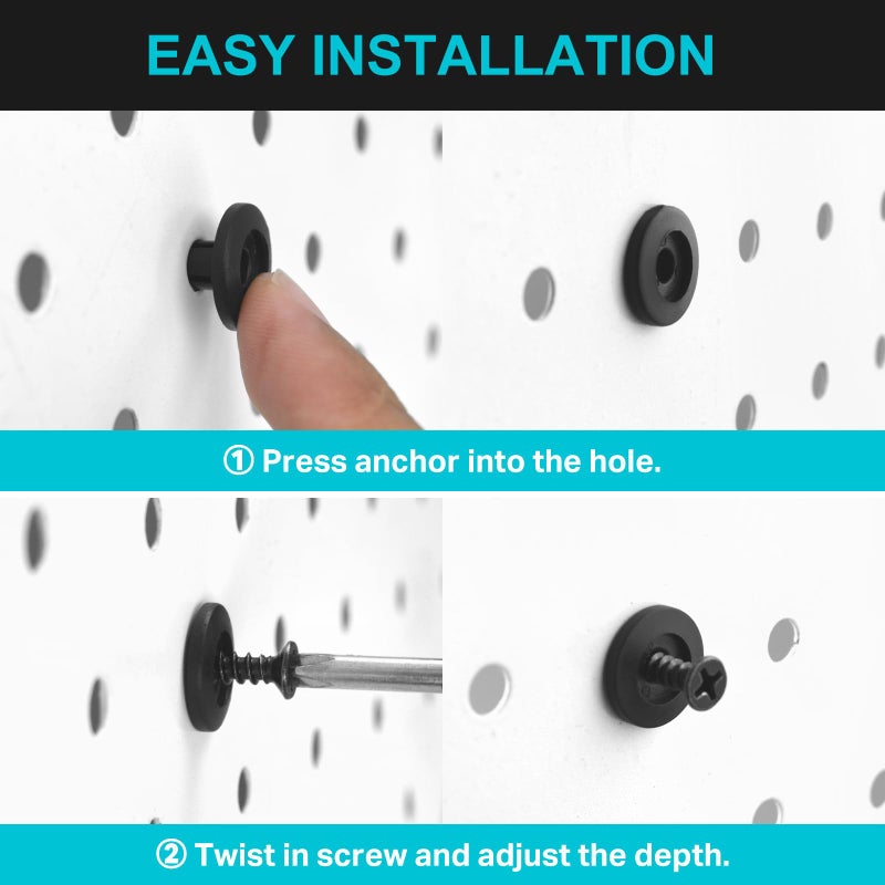 G.CORE Pegboard Peg Hooks Accessories - 40 Set Pegs with Inserts and Screw Fit 1/4 Pegboards Multi-Functional for Hanging and Mounting - Utility Tool Hanger Organizers (Large Size) - Image 3