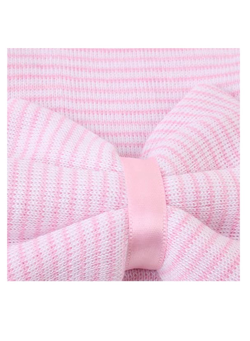 KASTWAVE Newborn Hospital Hat Infant Baby Hat Cap with Big Bow Soft Cute Knot Nursery Beanie for Baby 0 3 Month  - Image 4