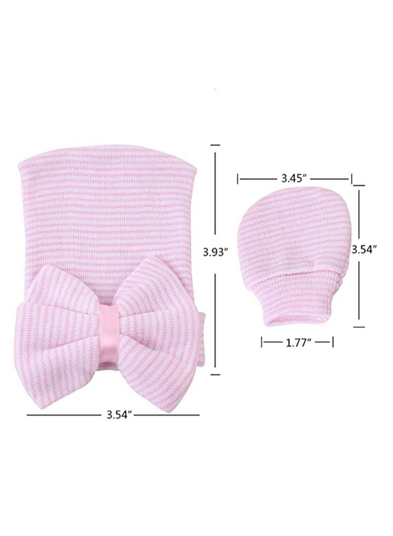 KASTWAVE Newborn Hospital Hat Infant Baby Hat Cap with Big Bow Soft Cute Knot Nursery Beanie for Baby 0 3 Month  - Image 5