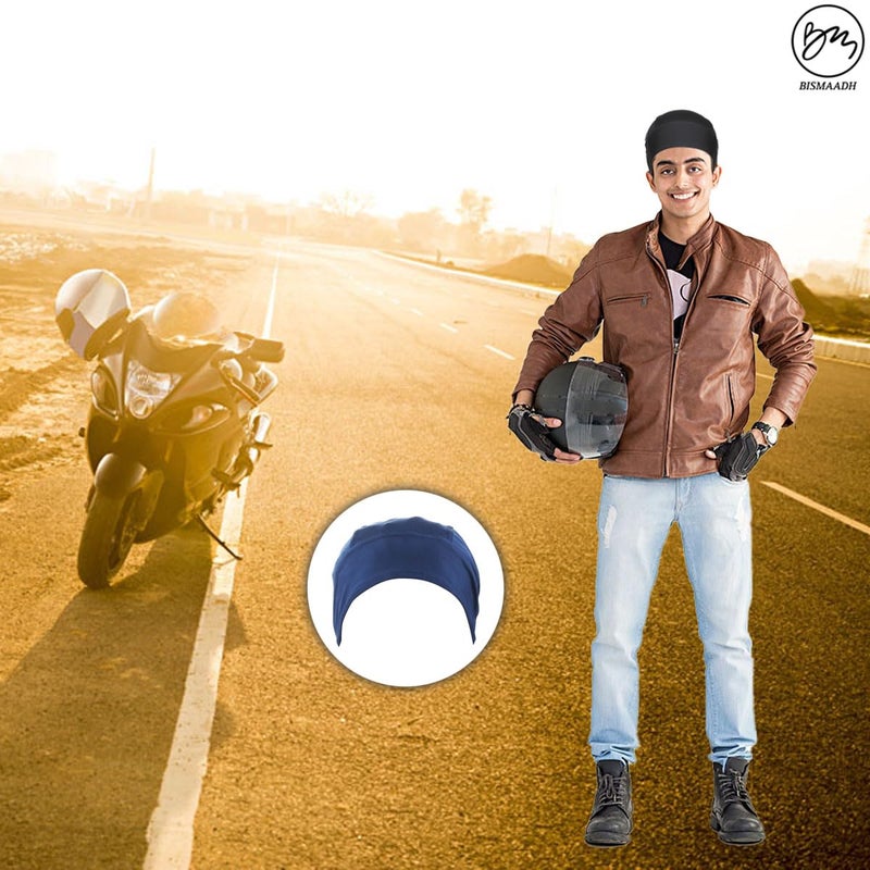 BISMAADH Stretch Lycra 4way Patka/Skull Cap Bandana - Cycling, Riding, Fashionable Helmet Liner Head Cap for Men & Women - Image 4