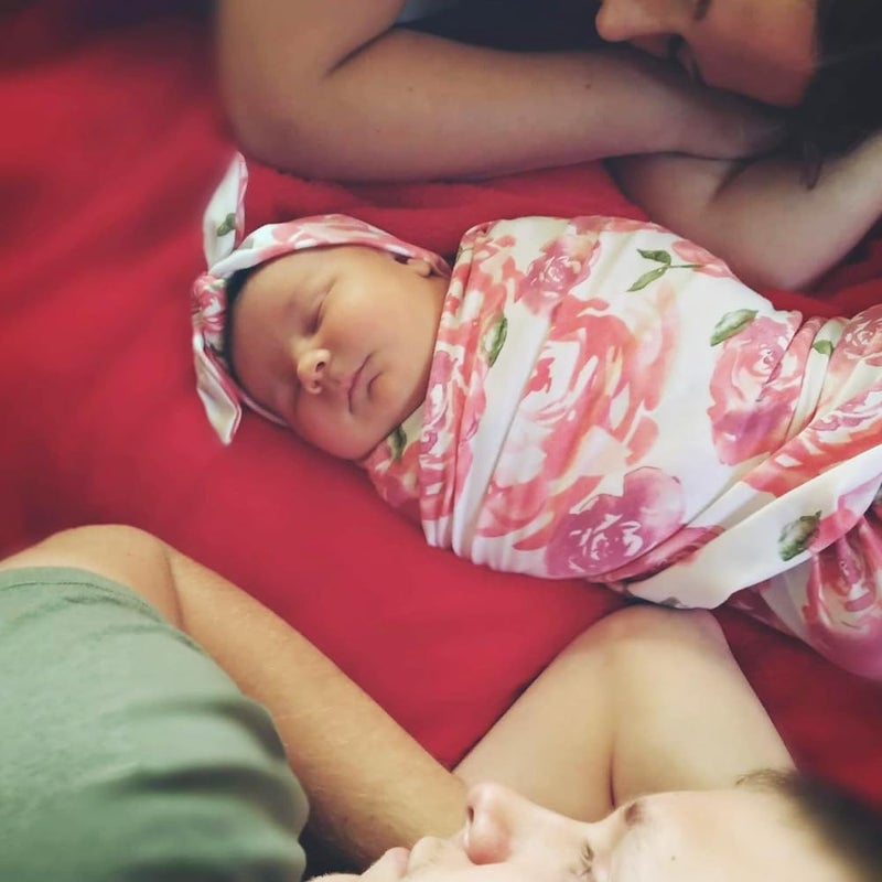 DRESHOW BQUBO 3 Sets Receiving Blanket with Headbands Newborn Baby Floral Printed Baby Shower Swaddle Gift - Image 2