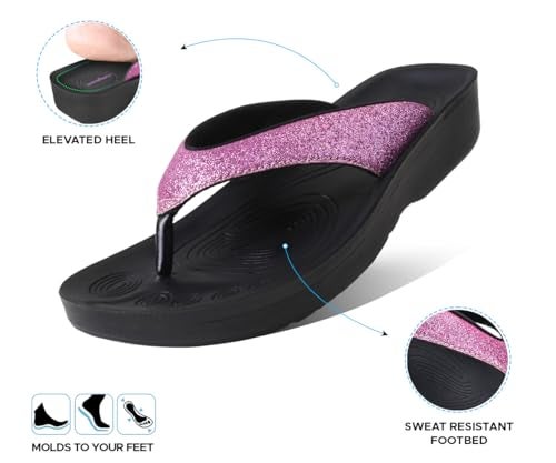 AEROTHOTIC Flip Flops for Women, Crystal Purple, Size 9 - Image 4