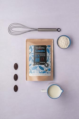 VALRHONA أقراص الشوكولاتة الداكنة الفرنسية شبه الحلوة من فالرهونا للخبز فيفيس بريميوم كارابي 66 كاكاو غراند كرو بليند أفضل من رقائق الشوكولاتة مثالية للبسكويت والكعك والموس والثلج والشوكولاتة الساخنة - Image 3