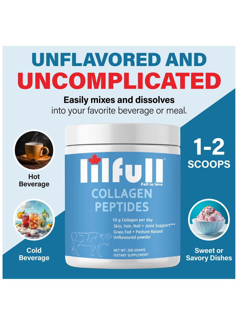 lilfull Bovine Collagen Peptides Unflavored Powder – 200g ,  Type 1 & Type 3 Grass-Fed Collagen Supplement - Image 3