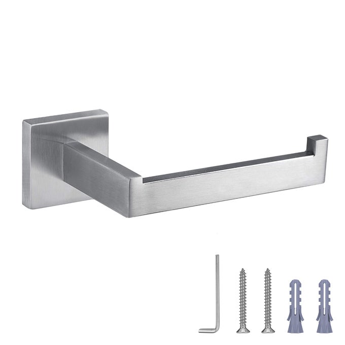 BRUSHED NICKEL TOILET PAPER HOLDER SUS304 STAINLESS STEEL SILVER HALF OPEN SQUARE WALL MOUNT RUSTFREE BATHROOM TP HOLDER KITCHEN WASHROOM TISSUE ROLL DISPENSER