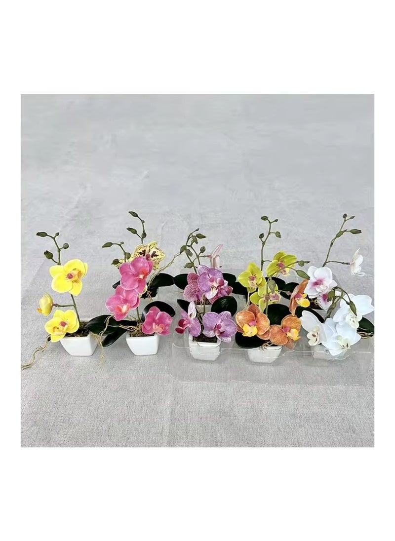 Huitich Artificial Phalaenopsis Whiskers Mini Potted Beauty Yellow  - Image 3