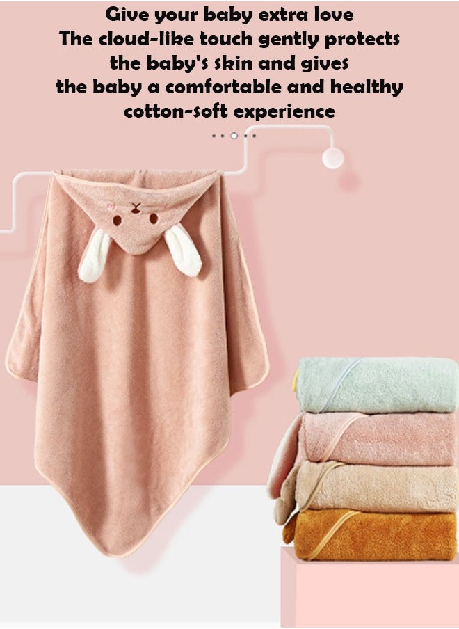 ZCM-HAPPY Super Soft Baby Hooded Coral Fleece Bath Towel with Cute Patterns - Comfy and Cute Baby Towel, Great for Baths, Beach Trips and Gifts  - Image 3