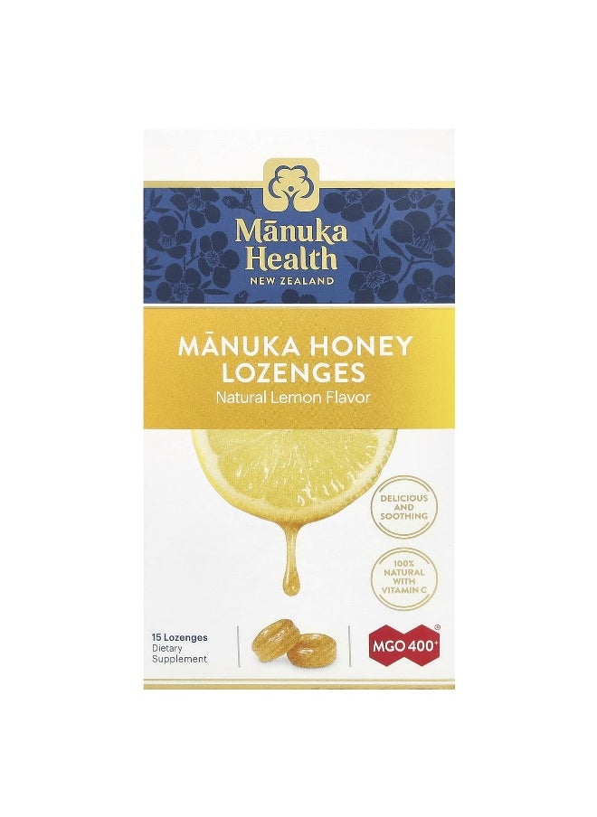 Manuka health Manuka Health, Manuka Honey Lozenges, Natural Lemon, MGO 400+, 15 Lozenges  - Image 1