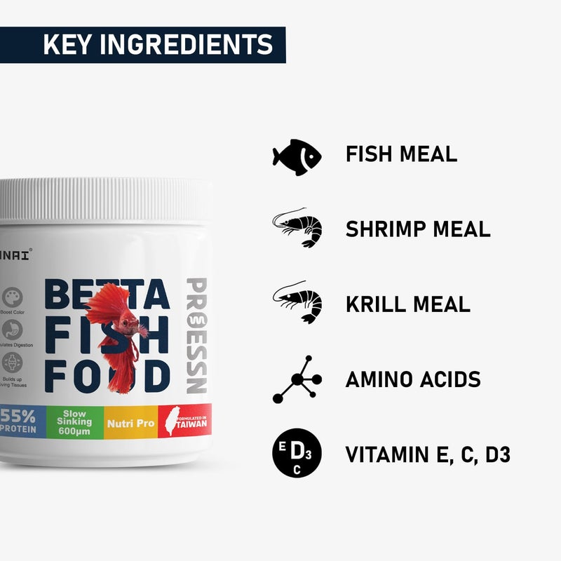 TUNAI Nutri Choice Betta Fish Food | 40G | Micro Pellets 600 Microns | Enriched with 55% Protein (600 Microns - Micro Pellets, 40G), All Life Stages - Image 4