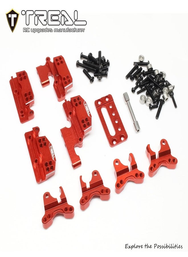 TREAL TRX4MT Dual Shock Mounts Shocks Tower (Front&Rear, Left&Right) Aluminum 7075 Upgrades for 1/18 TRX-4MT F-150 K10(Red) - Image 3