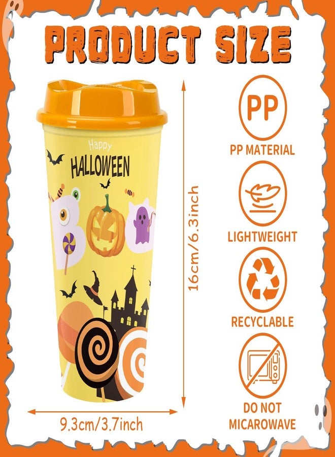Jansun 12pcs Halloween Color Changing Cups, 16Oz Reusable Plastic Coffee Cups with Lids for Party Decorations Halloween Cups for Party Favors Supplies - Image 2