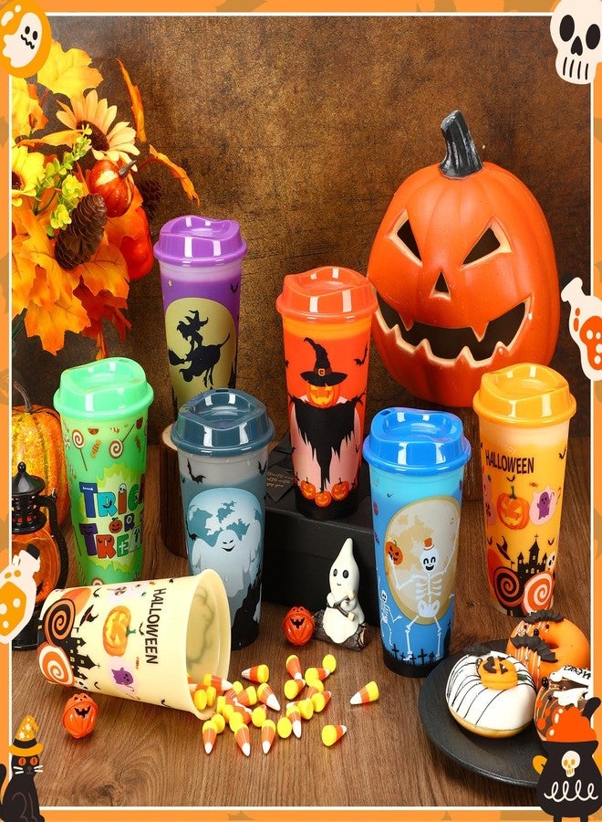 Jansun 12pcs Halloween Color Changing Cups, 16Oz Reusable Plastic Coffee Cups with Lids for Party Decorations Halloween Cups for Party Favors Supplies - Image 5