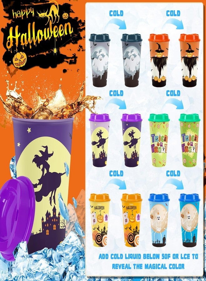 Jansun 12pcs Halloween Color Changing Cups, 16Oz Reusable Plastic Coffee Cups with Lids for Party Decorations Halloween Cups for Party Favors Supplies - Image 3