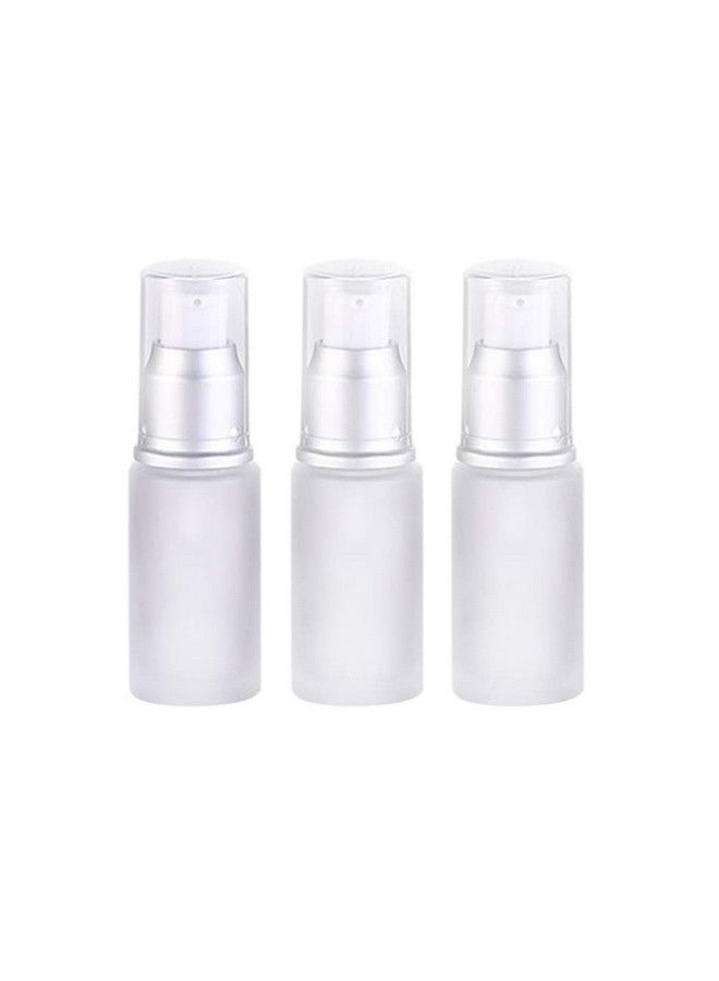 SYBL 3Pcs 15Ml 0.5Oz Refillable Upscale Translucent Frosted Glass Travel Lotion Pump Bottle Dispense Empty Toiletry Travel Bottles Cosmetic Container Jar Vial For Cream Cosmetic Foundation Etc  - Image 2
