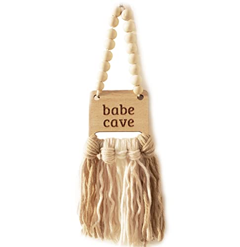Decocove Babe Cave Sign - Wood Bead Garland - Boho Nursery Wall Decor for Girls and Boys - Neutral Home Decor - Baby Decor for Nursery - Door Sign for Toddler Room - Image 1