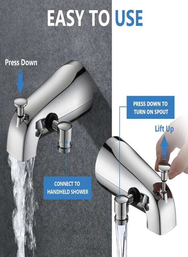 PROOX All Metal Tub Spout with Diverter, 6 Settings Hand held Shower with ON/OFF Pause Switch, Bathtub Faucet with Sprayer Chrome - Image 4