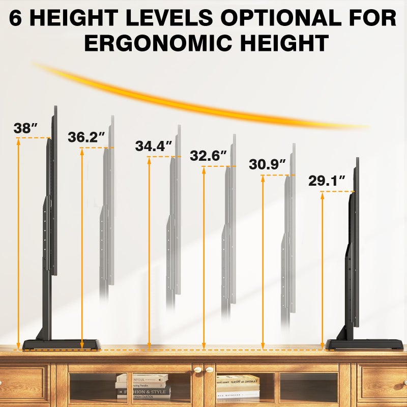TVON Universal TV Legs, Table Top TV Stand Base with Height Adjustable for Most 37 to 86 Inch TVs, Wobble-Free Replacement with Cable Management, Holds up to 150lbs, Max VESA 800x600mm, Black (Black) - Image 5
