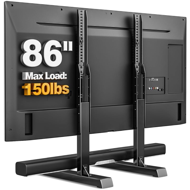 TVON Universal TV Legs, Table Top TV Stand Base with Height Adjustable for Most 37 to 86 Inch TVs, Wobble-Free Replacement with Cable Management, Holds up to 150lbs, Max VESA 800x600mm, Black (Black) - Image 1