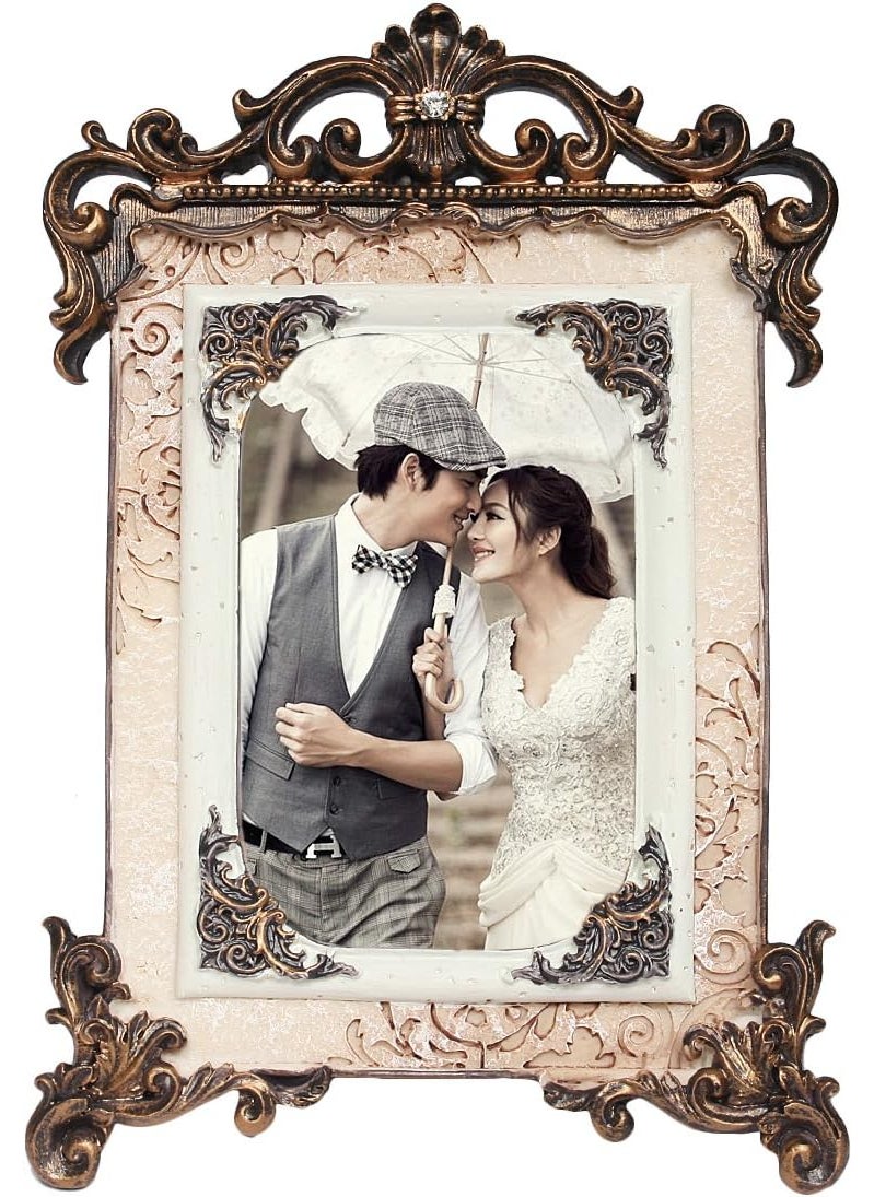 kilofly kilofly Vintage Table Top Decor Wedding Photo Picture Frame 4x6 inch  - Image 1