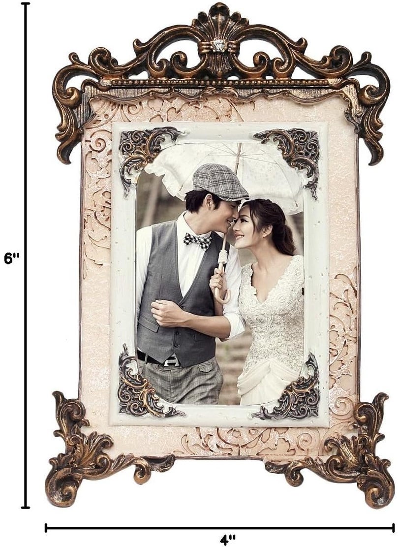 kilofly kilofly Vintage Table Top Decor Wedding Photo Picture Frame 4x6 inch  - Image 4