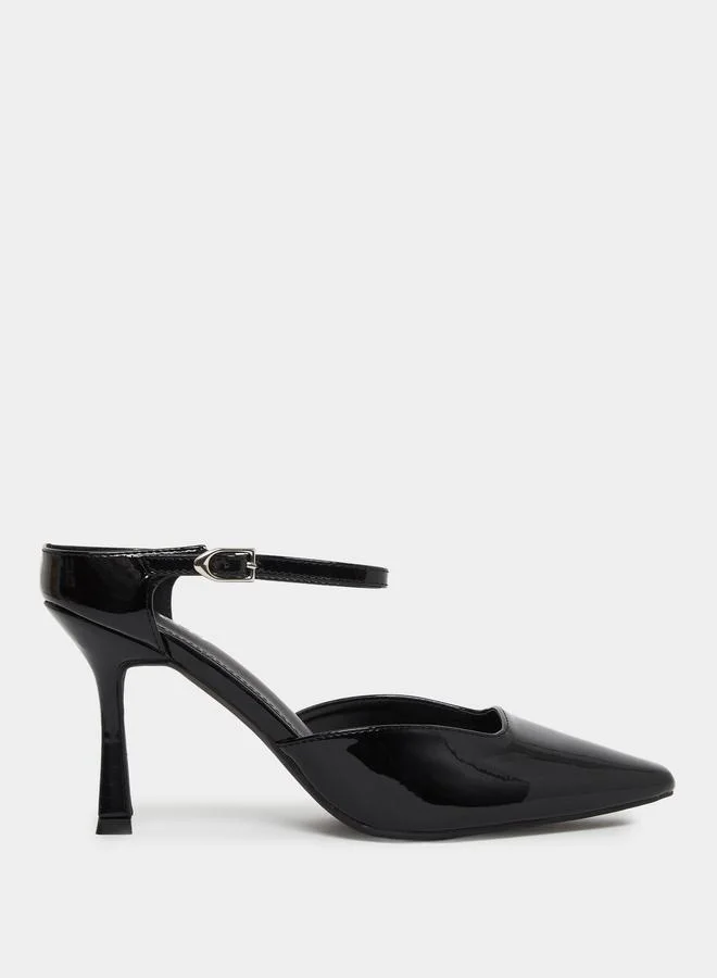 RAID Raid Harler Black Ankle Strap Pointed Toe Shoes