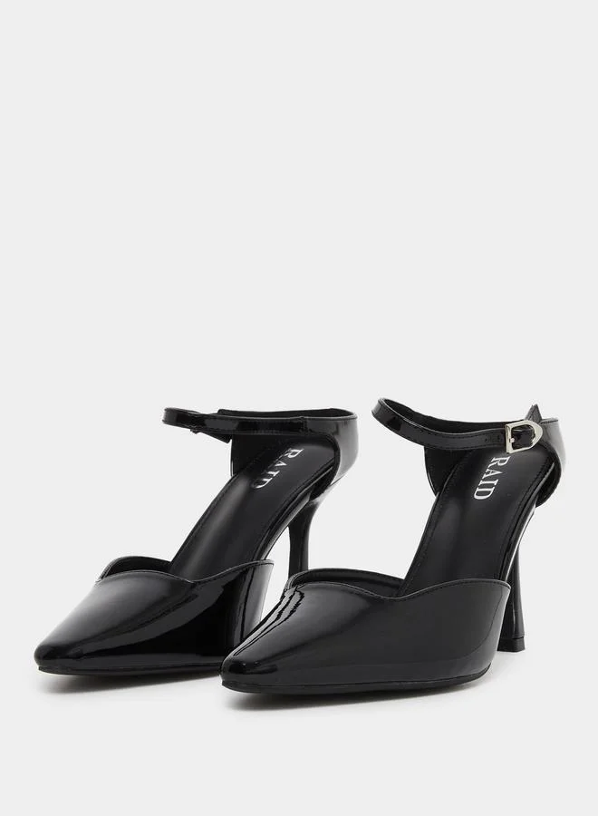 RAID Raid Harler Black Ankle Strap Pointed Toe Shoes