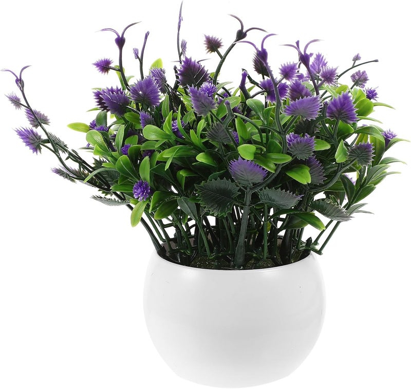 Artificial Flower Plant Bonsai Decor, Purple Faux Potted Plant for Tabletop Home and Office Decoration, Realistic Indoor Greenery Ornament - Image 1