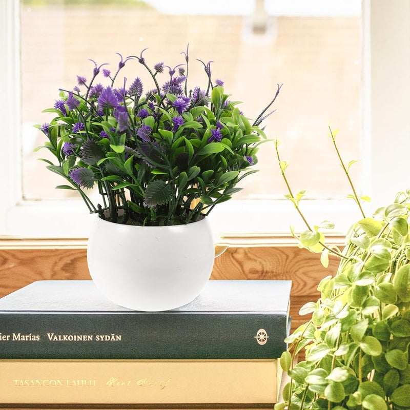 Artificial Flower Plant Bonsai Decor, Purple Faux Potted Plant for Tabletop Home and Office Decoration, Realistic Indoor Greenery Ornament - Image 4