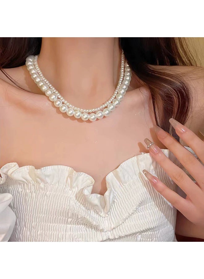 Goolsky Layered Glass Pearl Necklace for Women – Minimalist Double Strand Choker, Elegant Everyday Jewelry - Image 1