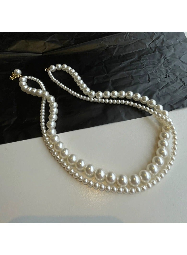 Goolsky Layered Glass Pearl Necklace for Women – Minimalist Double Strand Choker, Elegant Everyday Jewelry - Image 2