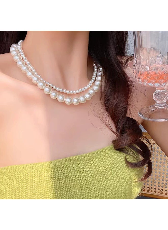 Goolsky Layered Glass Pearl Necklace for Women – Minimalist Double Strand Choker, Elegant Everyday Jewelry - Image 3