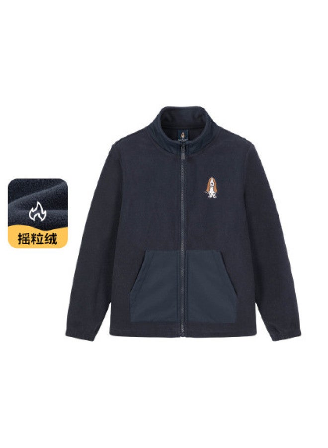 Hush Puppies Neutral Style Men's Women's Children's Autumn Winter New Style Knitted Jacket Polar Fleece High Collar Children's Jacket Student Fleece Jacket - Image 1