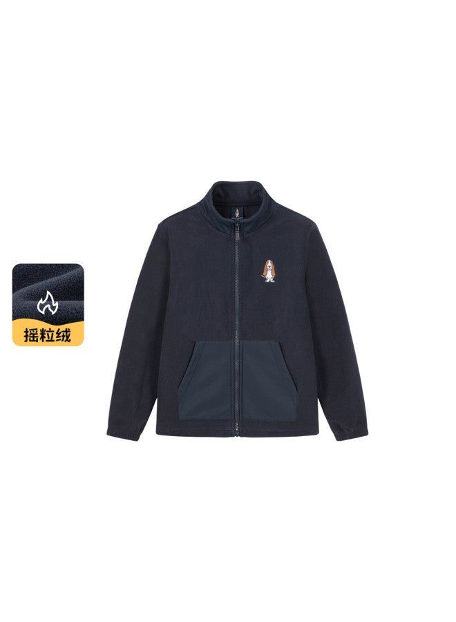 Hush Puppies Neutral Style Men's Women's Children's Autumn Winter New Style Knitted Jacket Polar Fleece High Collar Children's Jacket Student Fleece Jacket - Image 2