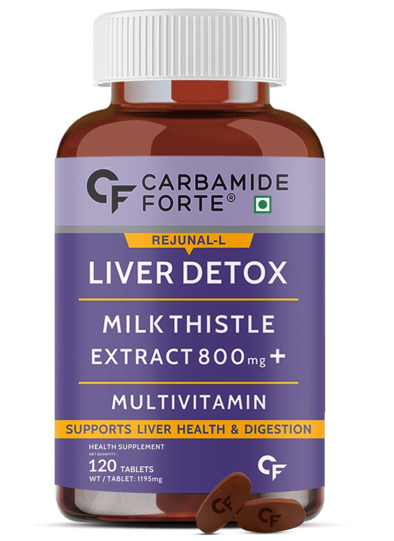 CARBAMIDE FORTE Liver Detox Supplement With Milk Thistle Extract 800Mg 120 Veg Tablets Wt/Tablet 1195Mg  - Image 1