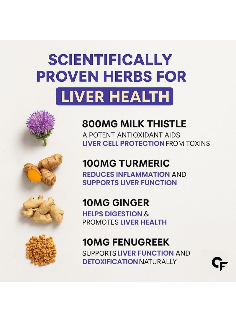 CARBAMIDE FORTE Liver Detox Supplement With Milk Thistle Extract 800Mg 120 Veg Tablets Wt/Tablet 1195Mg - Image 4