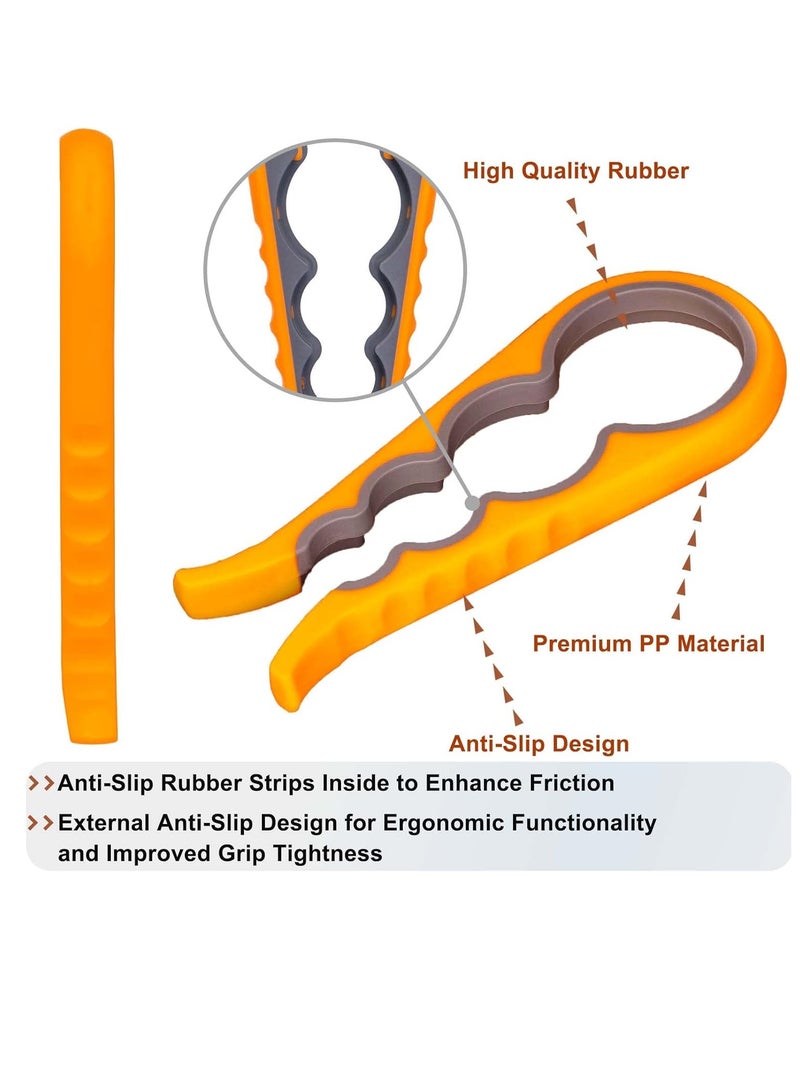 كيلا فتَّاحة برطمانات، فتاحة زجاجات برطمانات غير قابلة للانزلاق، مقبض برطمانات للأيدي الضعيفة، وكبار السن المصابين بالتهاب المفاصل والأطفال، 4 في 1، فتَّاحة علب ملونة متعددة الوظائف، لإزالة الأغطية بسهولة، برتقالي - Image 2