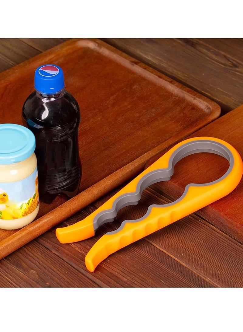 كيلا فتَّاحة برطمانات، فتاحة زجاجات برطمانات غير قابلة للانزلاق، مقبض برطمانات للأيدي الضعيفة، وكبار السن المصابين بالتهاب المفاصل والأطفال، 4 في 1، فتَّاحة علب ملونة متعددة الوظائف، لإزالة الأغطية بسهولة، برتقالي - Image 3