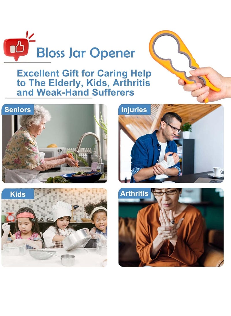 كيلا فتَّاحة برطمانات، فتاحة زجاجات برطمانات غير قابلة للانزلاق، مقبض برطمانات للأيدي الضعيفة، وكبار السن المصابين بالتهاب المفاصل والأطفال، 4 في 1، فتَّاحة علب ملونة متعددة الوظائف، لإزالة الأغطية بسهولة، برتقالي - Image 5