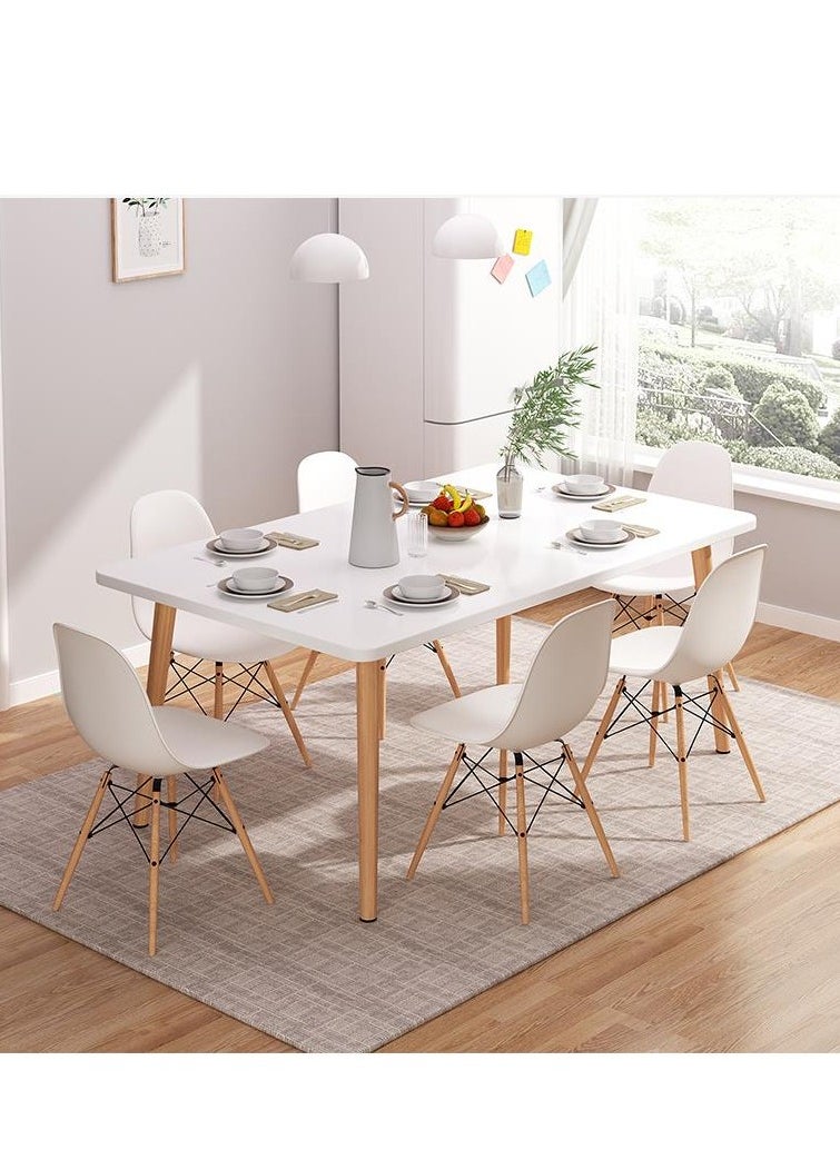 Golden Dining Table Chair Set White Kitchen Table and 4 Dining Chairs Modern Breakfast Table Desk + 4 Chairs Leisure Coffee Table for Living Room/Office/Meeting Room Kitchen Lounging Cafeterias(1*120cm Table + 4*Chairs)  - Image 5
