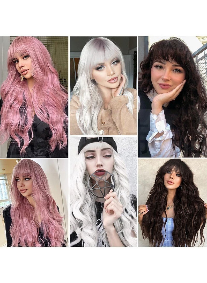 Estelle European and American Long Curly Hair Bangs Female Fiber Wave Full Head Cover Wig Gradient Grey - Image 5