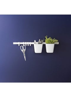 Ikea Kitchen Space Saver  Rail With 5 Hooks And 2 Containers  White 