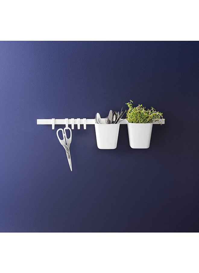 Ikea Kitchen Space Saver  Rail With 5 Hooks And 2 Containers  White 
