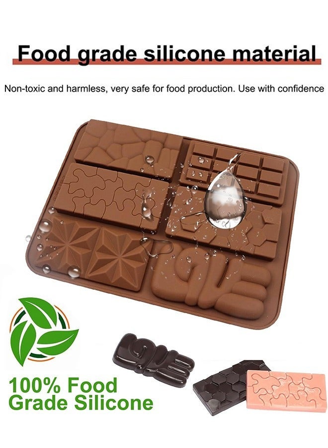 2 Pcs 6 Shapes Silicone Chocolate Molds Dubai Chocolate Bar Pistachio Kit  Non Stick Safe Reusable Mold for Baking Candy Gummy Wax Melts Resin Fruit Snack Fondant Jelly Desserts Home Baking Gifting - Image 3