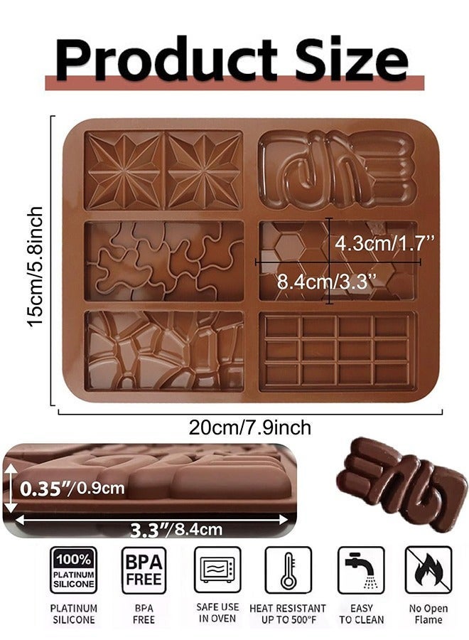 2 Pcs 6 Shapes Silicone Chocolate Molds Dubai Chocolate Bar Pistachio Kit  Non Stick Safe Reusable Mold for Baking Candy Gummy Wax Melts Resin Fruit Snack Fondant Jelly Desserts Home Baking Gifting - Image 2