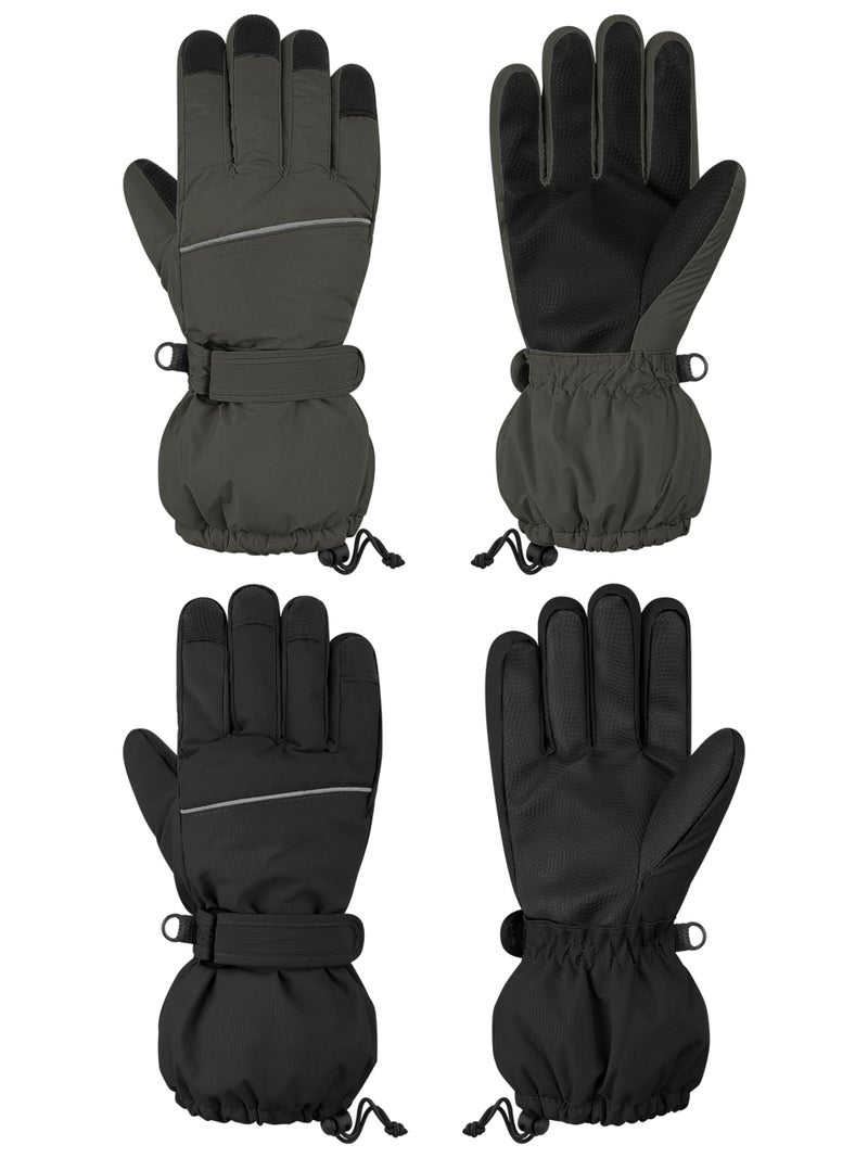 Cooraby 2 Pairs Kids Snow Ski Gloves Winter Waterproof Warm Gloves for Boys Girls Cold Weather Outdoor - Image 1