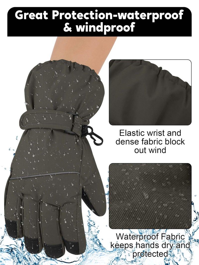Cooraby 2 Pairs Kids Snow Ski Gloves Winter Waterproof Warm Gloves for Boys Girls Cold Weather Outdoor - Image 4