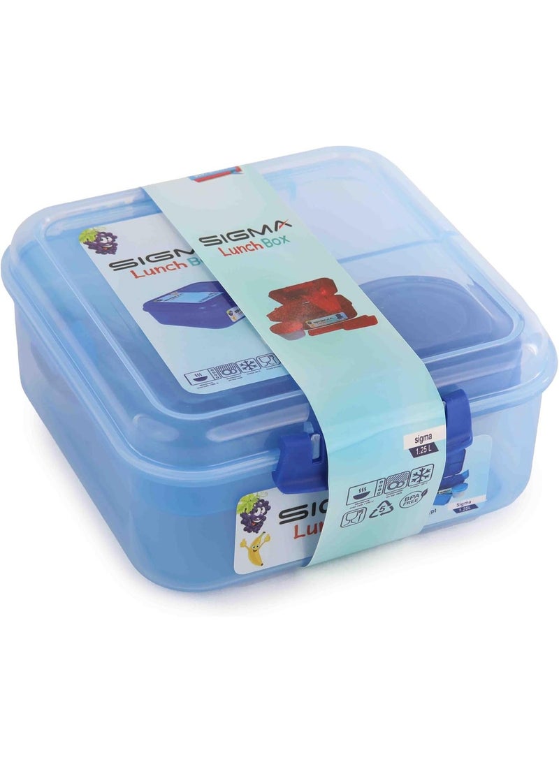 SIGMA Multi-Compartment Kids & Adults Lunch Box (1.25L) with Cutlery Set & Sauce Container –Light  Blue - Image 5