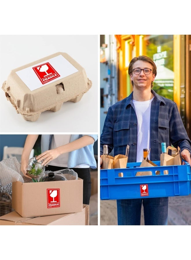 3 x 2 Inch – 100 Fragile Glass Stickers for Shipping – Easy Tear, Permanent Adhesive, Handle with Care Stickers for Shipping Box, Carton, Parcel, Package, Pallet & More - Image 4